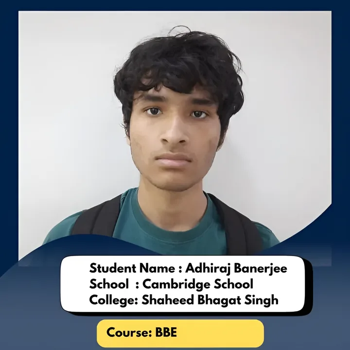 Adhiraj Banerjee, ISL student, admitted to Shaheed Bhagat Singh College for BBE